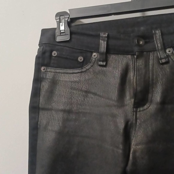 Rag & Bone Leather & Black Denim Combo Skinny Jean Size 25 - Picture 3 of 7
